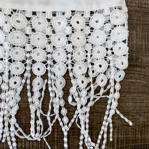 White Fringe Tank Top Blouse Medium - Picture 5 of 6